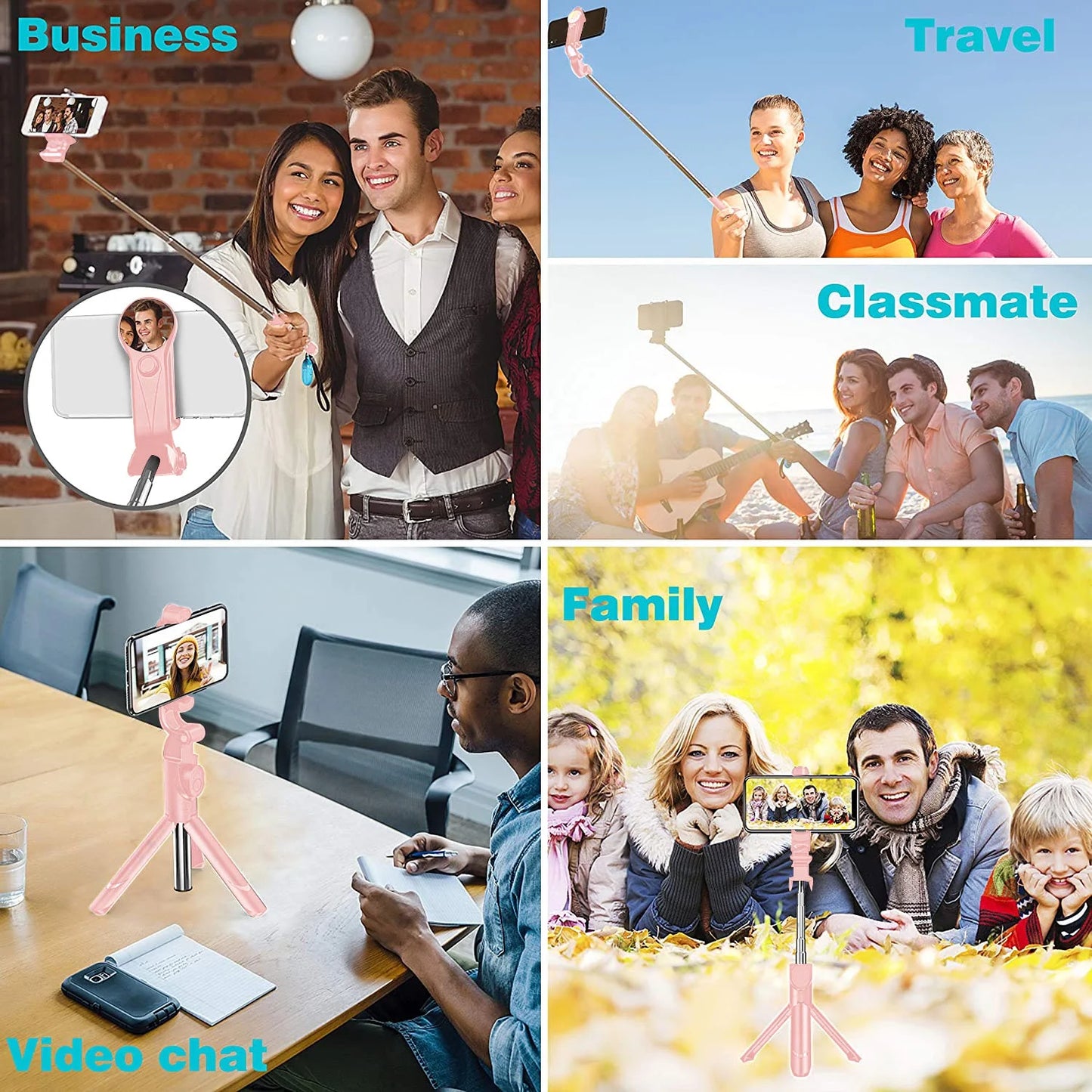 Accreate Bluetooth Selfie Stick, Extendable Tripod, Wireless Remote