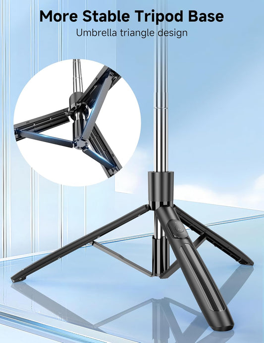 66" Auto Face Tracking Tripod for Iphone, 360° Rotation Face Body Phone Tripod Stand with Remote, Smart Shooting Holder Camera Selfie Stick for Tiktok Vlog Video Recording, Gesture Control, No App