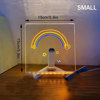 LED Note Board Night Light with Colorful 7 Pens DIY Acrylic Message Board Erasable Painting Drawing Board for Kids Birthday Gift