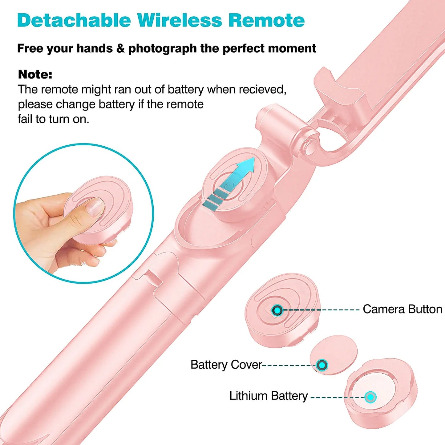 Accreate Bluetooth Selfie Stick, Extendable Tripod, Wireless Remote