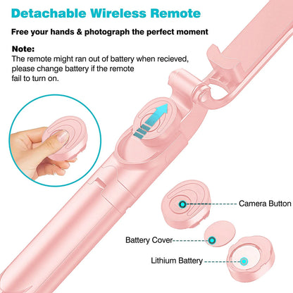 Accreate Bluetooth Selfie Stick, Extendable Tripod, Wireless Remote