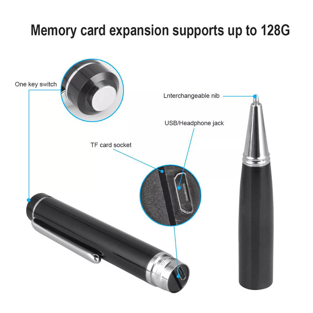 Digital Voice Activated Recorder 32GB Mini Hidden Audio Recording Pen Device New