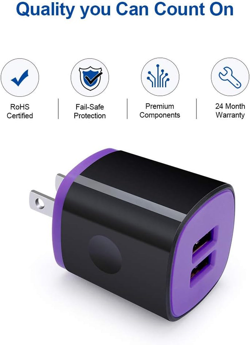 Samsung Dual USB Wall Charger with Micro USB Cable for Galaxy J7V/J8, J7 Crown/Prime/Star/Sky Pro/Refine, S7/S6 Plus/Edge/Active