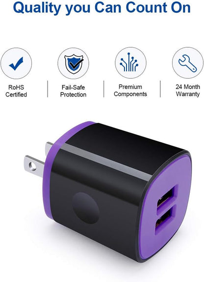 Samsung Dual USB Wall Charger with Micro USB Cable for Galaxy J7V/J8, J7 Crown/Prime/Star/Sky Pro/Refine, S7/S6 Plus/Edge/Active