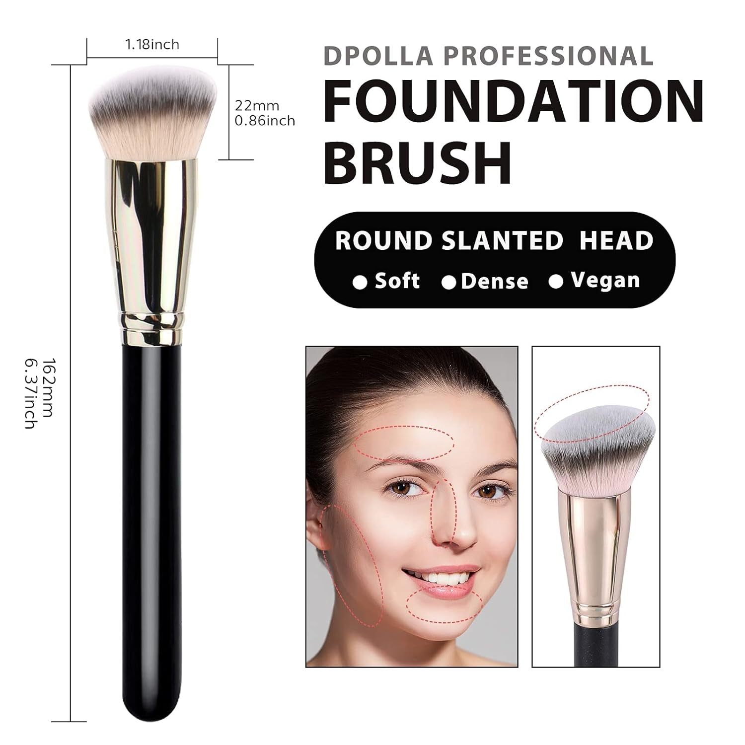 Makeup Brushes  Pro Foundation Brush and Flawless Concealer Brush Perfect for Any Look Premium Luxe Hair Contour Brush Perfect for Blending Liquid,Buffing,Cream,Sculpting,Mineral Makeup