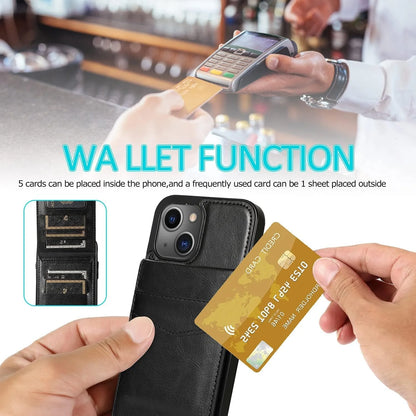 Wallet Case for Apple Iphone 15 plus Leather Wallet Card Holder Case, Built in Kickstand with 6 Card Slots Holder for Apple Iphone 15 Plus, Black