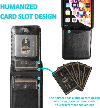 Wallet Case for Apple Iphone 15 plus Leather Wallet Card Holder Case, Built in Kickstand with 6 Card Slots Holder for Apple Iphone 15 Plus, Black