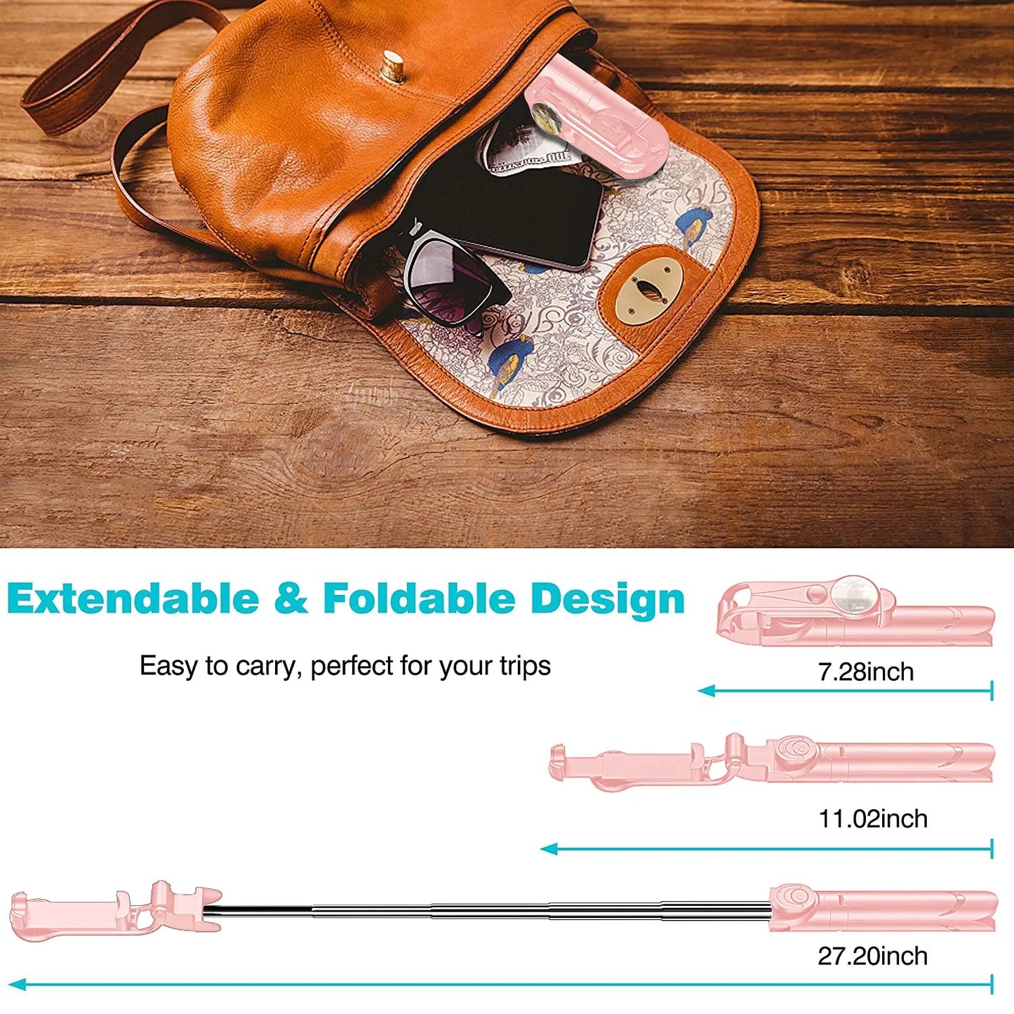 Accreate Bluetooth Selfie Stick, Extendable Tripod, Wireless Remote