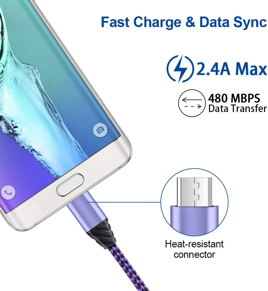 Samsung Dual USB Wall Charger with Micro USB Cable for Galaxy J7V/J8, J7 Crown/Prime/Star/Sky Pro/Refine, S7/S6 Plus/Edge/Active